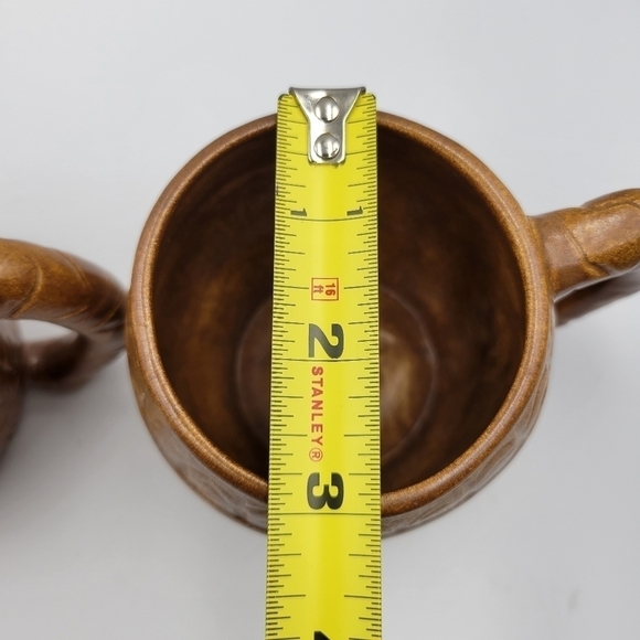 Vintage Brown Barrel Ceramic Coffee Mugs - Set of 2 - Picture 5 of 5